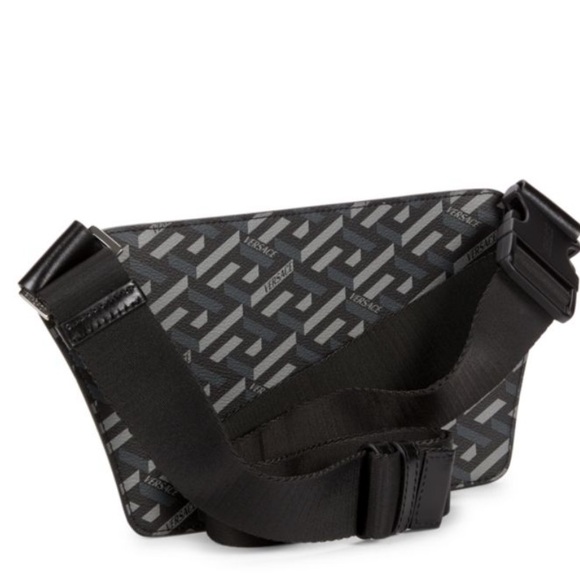 Versace unisex la Greca leather logo monogram all over sling or belt bag NEW - Picture 4 of 11